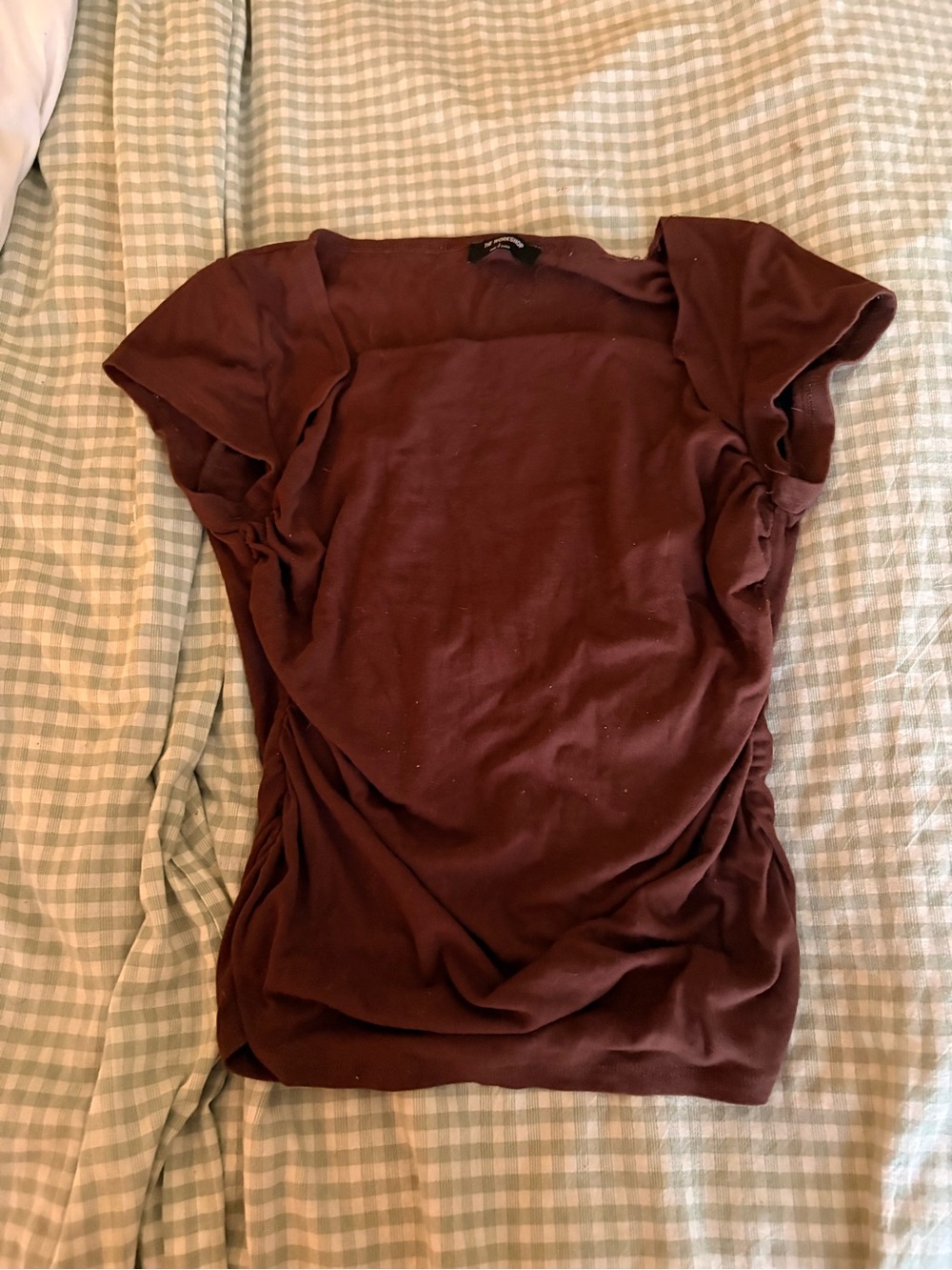 Workshop Republic Clothing Brown Short Sleeve Ruched Tee